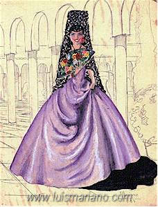 Etude de costume en prévision d'Andalousie par Luis Mariano.